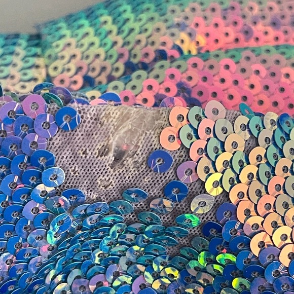 David Koma Sequin Keyhole Back Cutout Mini Dress Gradient Blue Size UK 6 US 0 XS - Picture 6 of 13